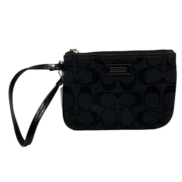 COACH Black Signature Canvas Wristlet - Picture 1 of 6